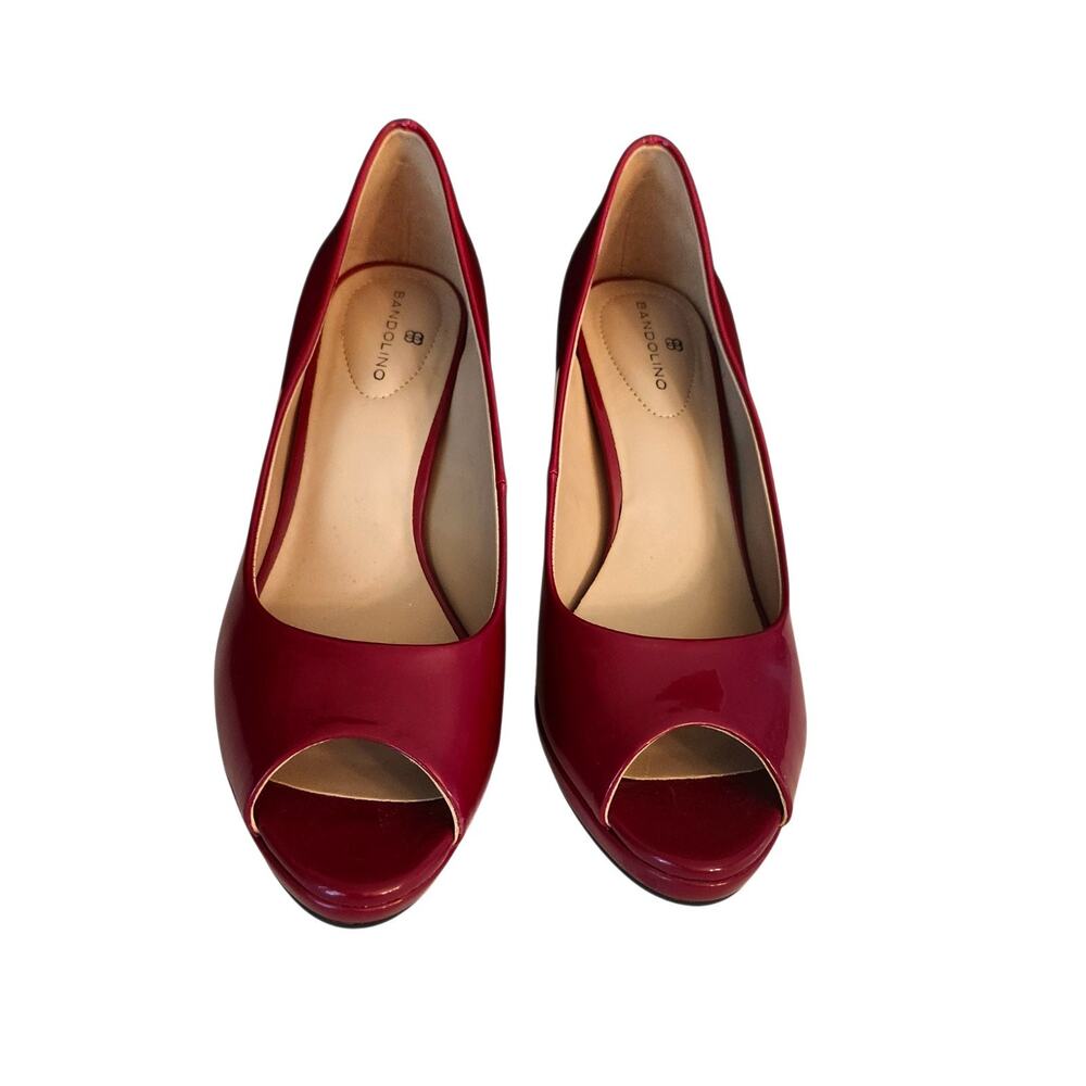 Bandolino Red Faux Patent Leather Pumps Peep Toe Stiletto High Heels 8M NWOB - Picture 4 of 9